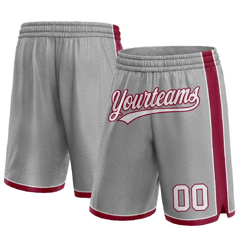 Men's basketball shorts ultimate comfort -Custom Gray White-Maroon Authentic Basketball Shorts