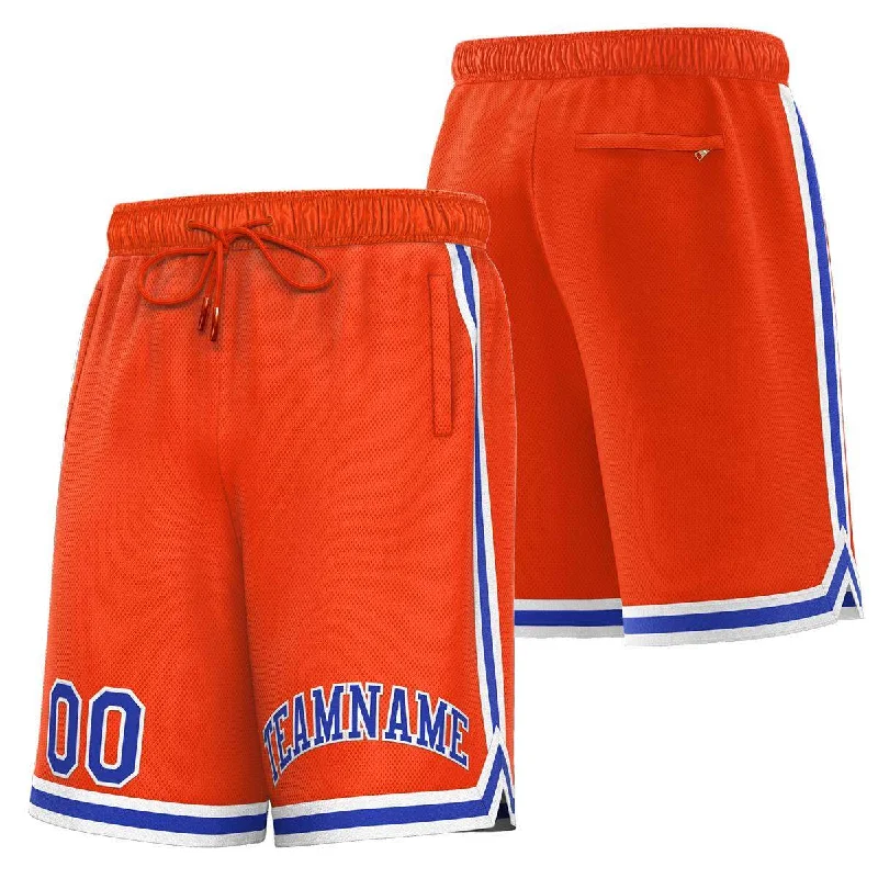 Men's basketball shorts trendy kit -Custom Orange Royal-White Sport Basketball Shorts