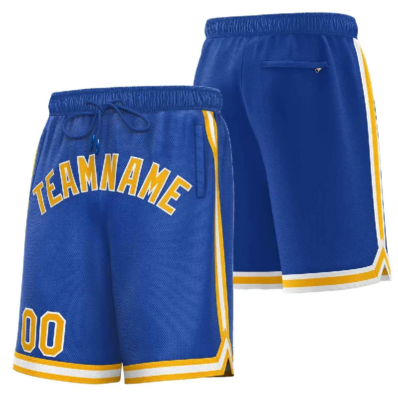 Men's basketball shorts latest trends -Custom Royal Yellow-White Sport Basketball Shorts