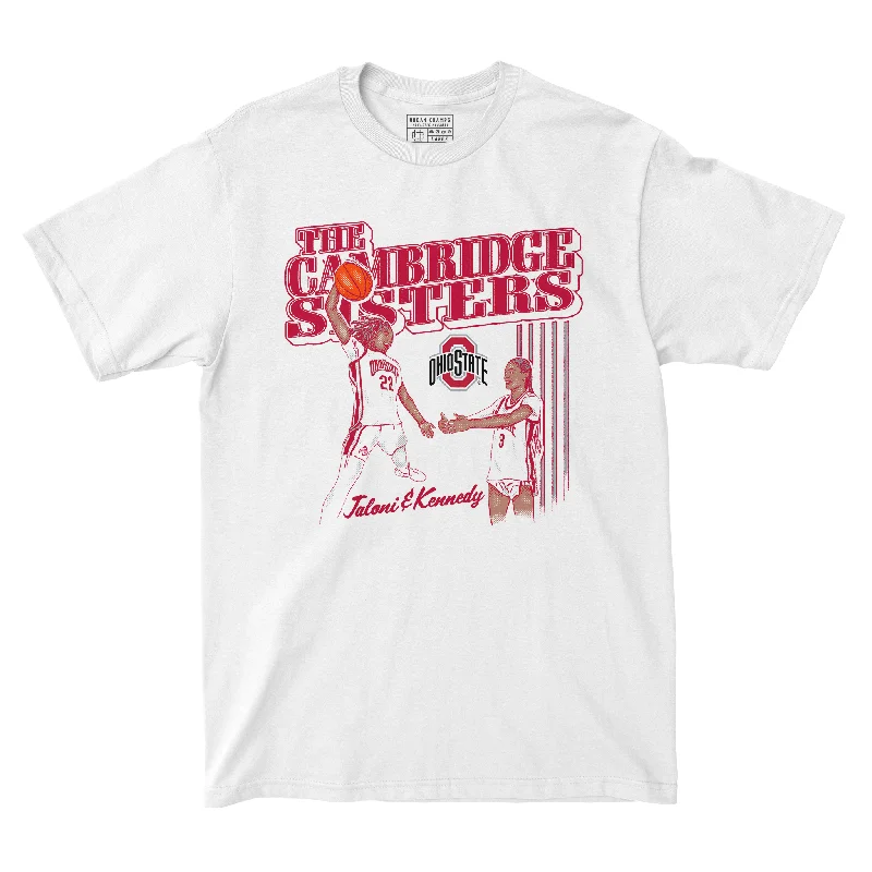 Men's basketball T-shirts moisture-wicking -EXCLUSIVE RELEASE: Jaloni and Kennedy Cambridge The Cambridge Sisters White Tee