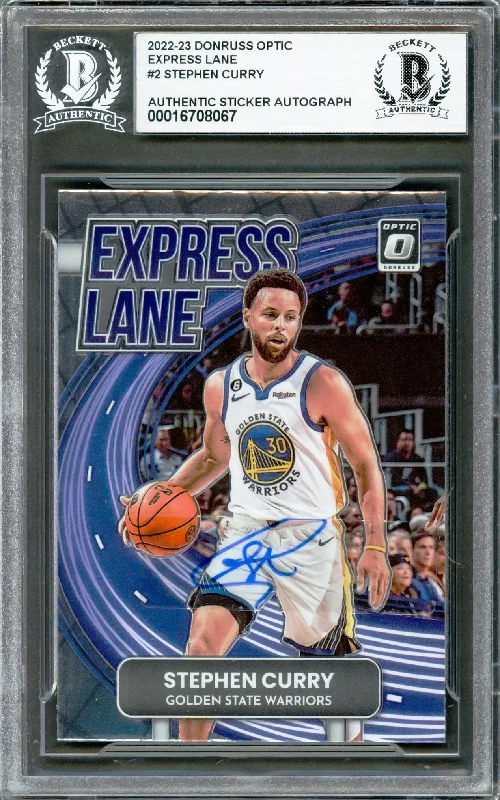 Basketball cards enthusiast-rare -Stephen Curry Autographed 2022-23 Donruss Optic Express Lane Card #2 Golden State Warriors Beckett BAS #16708067