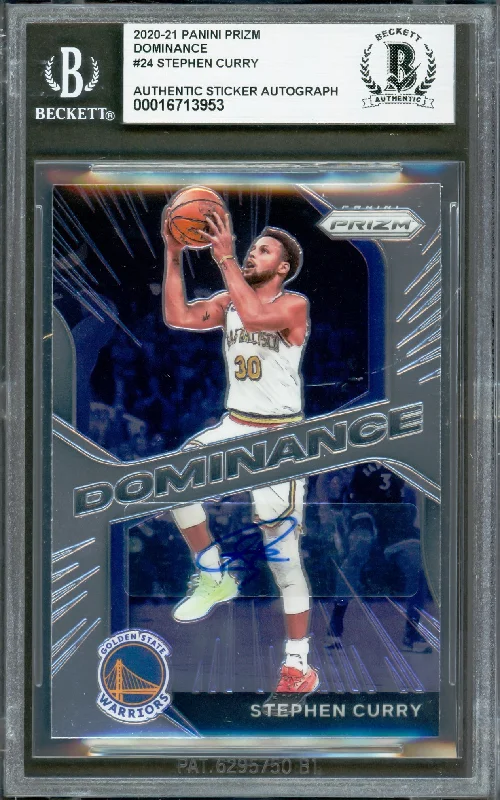 Basketball cards low-price-gem -Stephen Curry Autographed 2020-21 Panini Prizm Dominance Card #24 Golden State Warriors Beckett BAS #16713953