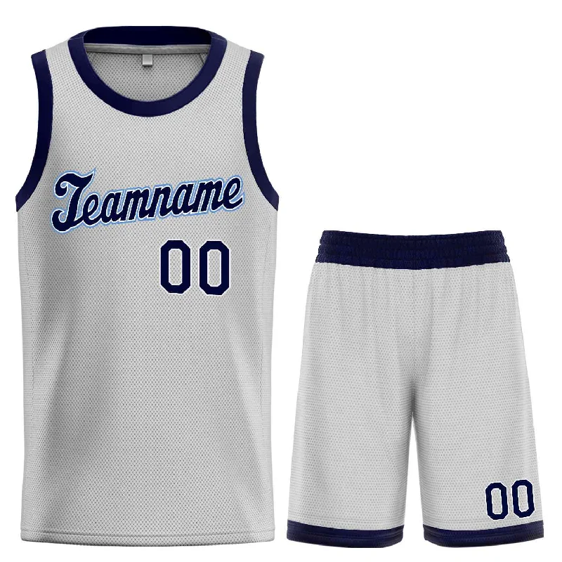 Basketball jerseys anti-odor -Custom Gray Navy-Powder Blue Classic Sets Sports Uniform Basketball Jersey