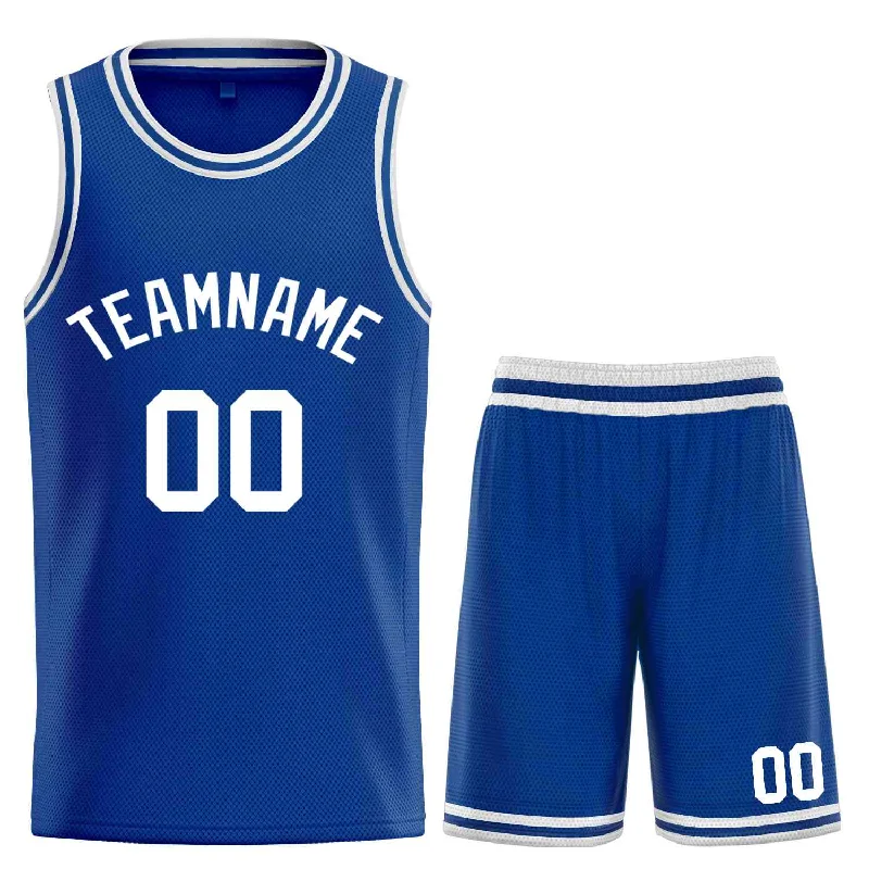 Basketball jerseys sleek-fit -Custom Royal White-Classic Sets Curved Basketball Jersey