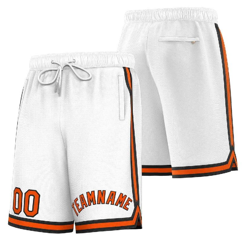 Men's basketball shorts custom offer -Custom White Orange-Black Sport Basketball Shorts