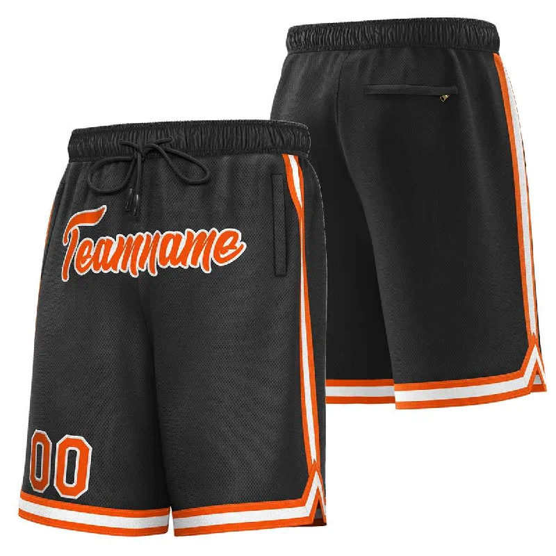 Men's basketball shorts performance sale -Custom Black Orange-White Sport Basketball Shorts