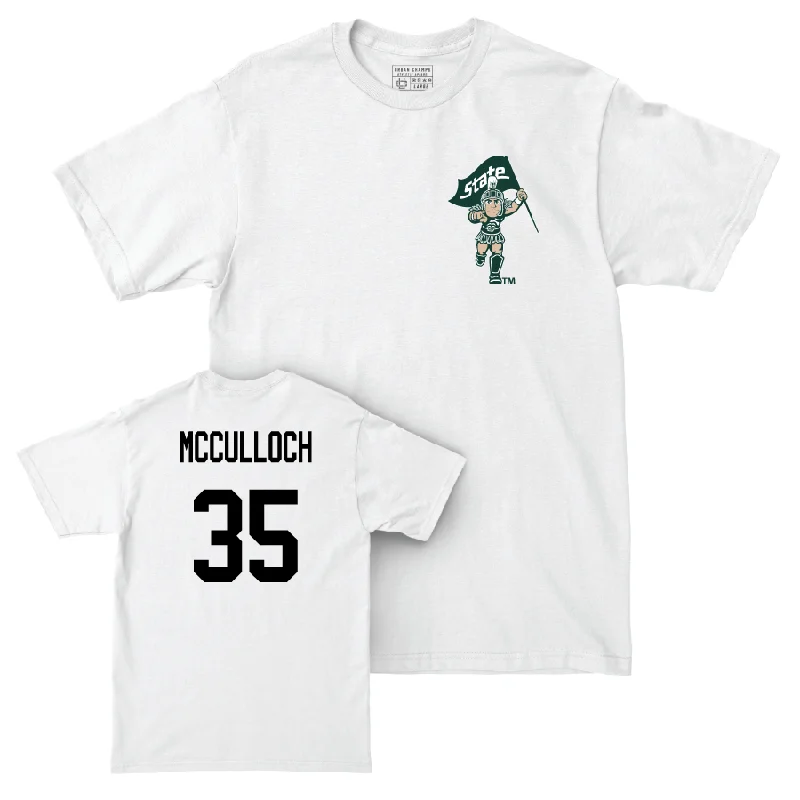 Men's basketball T-shirts bold-design -Men's Basketball White Sparty Comfort Colors Tee   - Jesse McCulloch