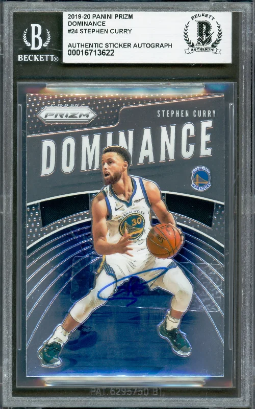 Basketball cards chase-edition -Stephen Curry Autographed 2019-20 Panini Prizm Dominance Card #24 Golden State Warriors Beckett BAS #16713622