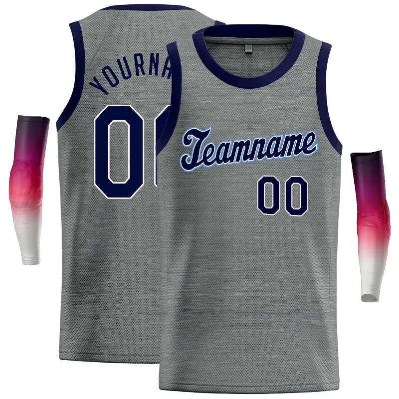 Basketball jerseys oversized -Custom Dark Gray Navy-White Classic Tops Casual Basketball Jersey