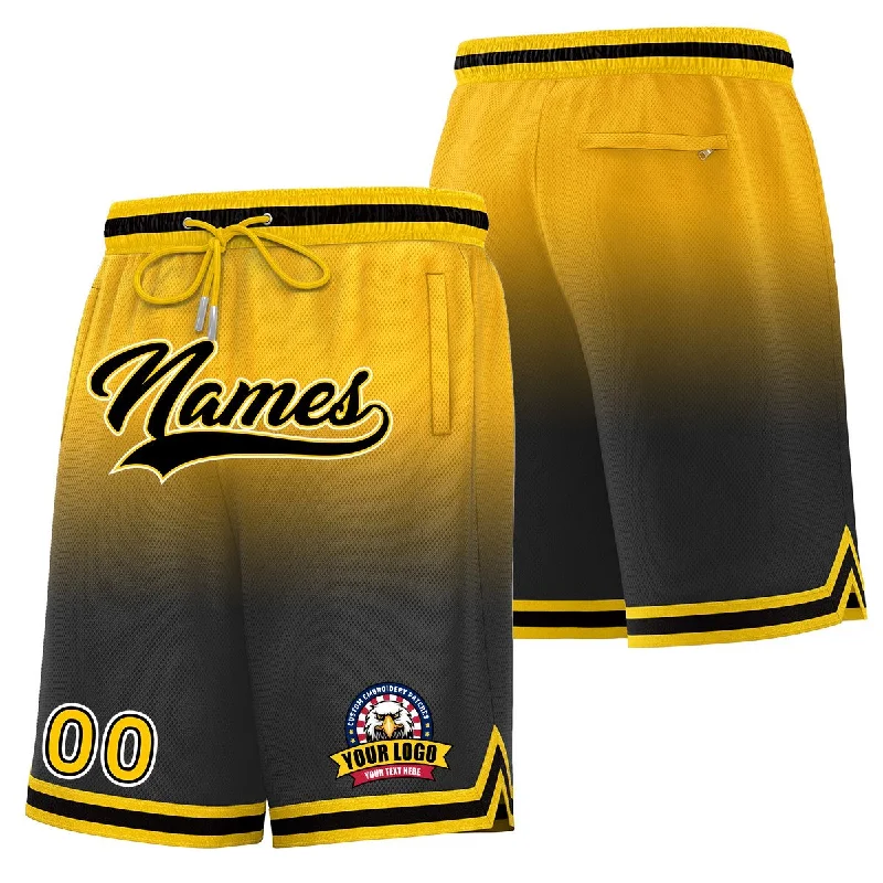 Basketball socks high-top -Custom Gold Black Personalized Gradient Fashion Basketball Shorts