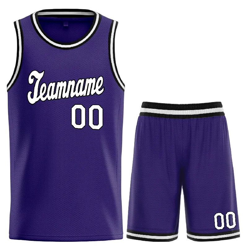 Basketball jerseys bold-design -Custom Purple White-Black Classic Sets Sport Basketball Jersey