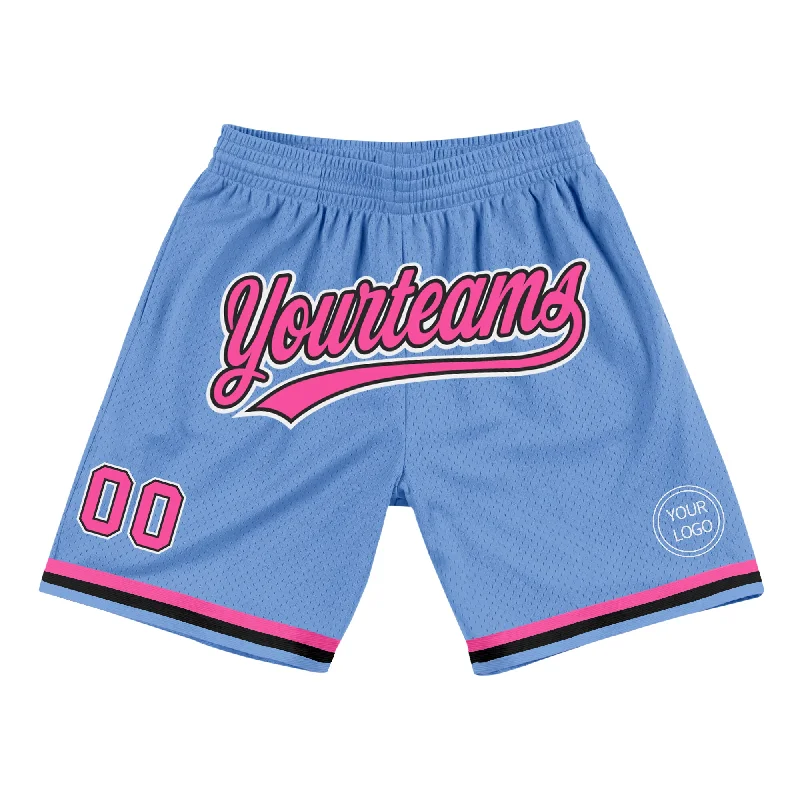 Men's basketball shorts player outfit -Custom Light Blue Pink-Black Authentic Throwback Basketball Shorts