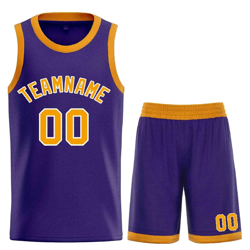 Basketball jerseys lightweight-vintage -Custom Purple Yellow-White Bull Classic Sets Curved Basketball Jersey