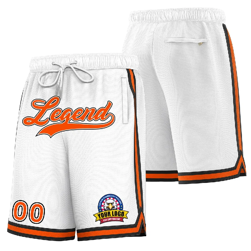 Men's basketball shorts premium kit -Custom White Orange Basketball Shorts