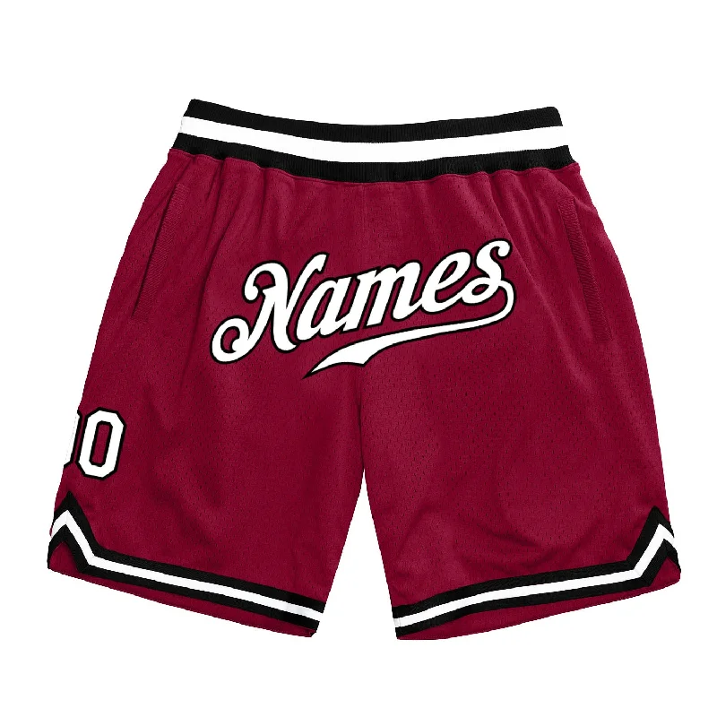 Men's basketball shorts quick-dry set -Custom Maroon White-Black Authentic Throwback Basketball Shorts