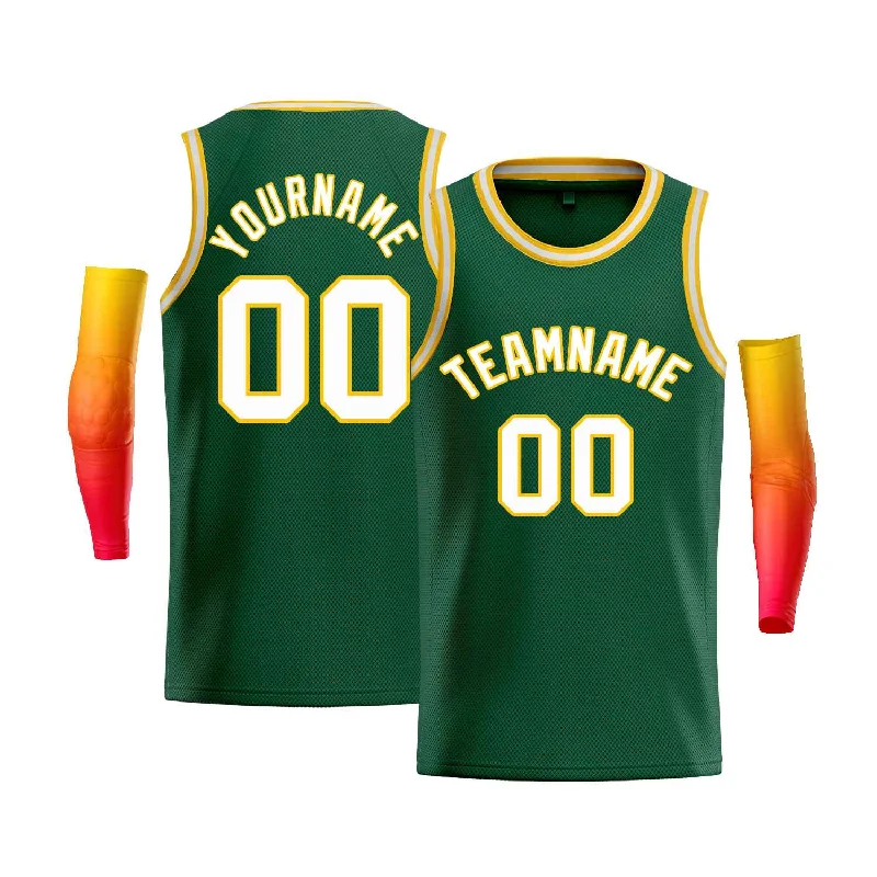 Basketball jerseys durable-play -Custom Green Yellow-White Classic Tops Men Casual Bull Basketball Jersey