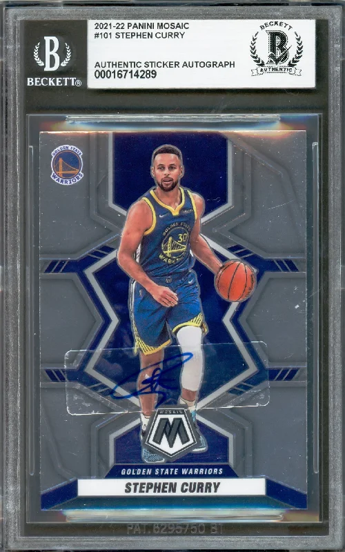 Basketball cards fan-event-rarity -Stephen Curry Autographed 2021-22 Panini Mosaic Card #101 Golden State Warriors Beckett BAS #16714289