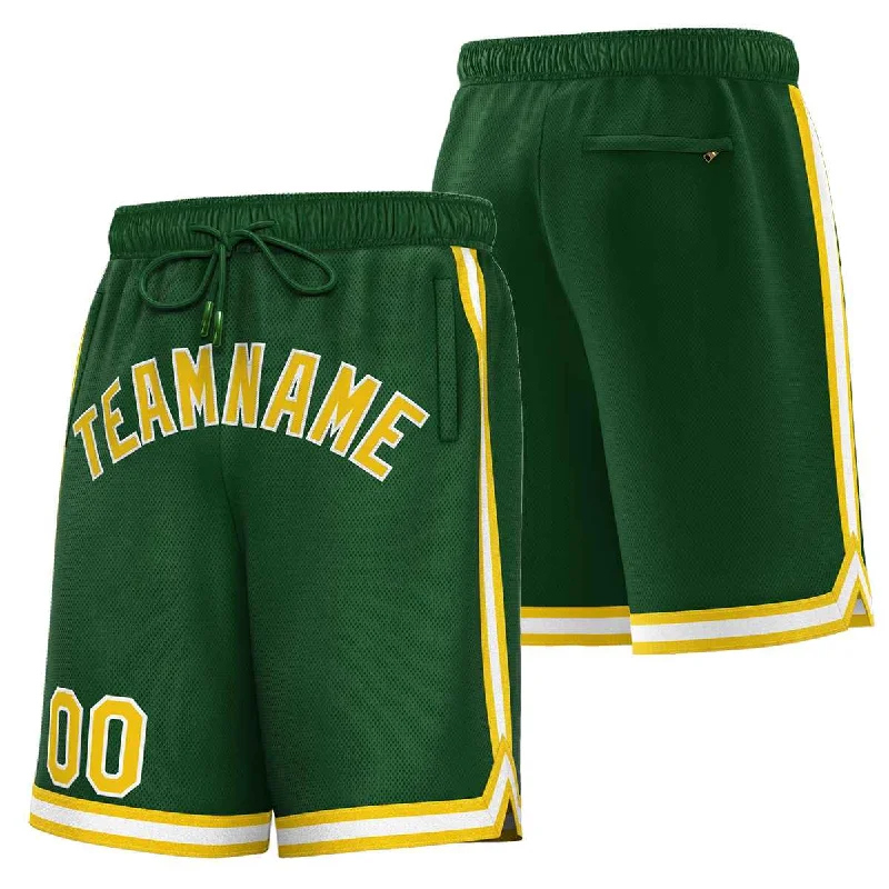 Men's basketball shorts performance set -Custom Green Yellow-White Sport Basketball Shorts