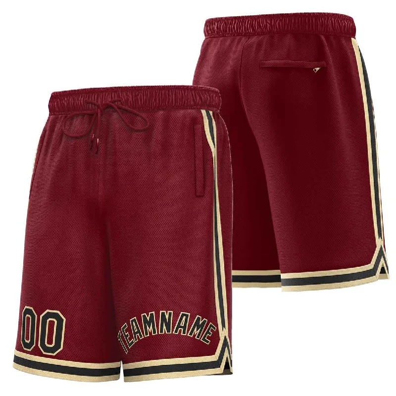 Men's basketball shorts pro collection -Custom Maroon Black-Old Gold Sport Basketball Shorts