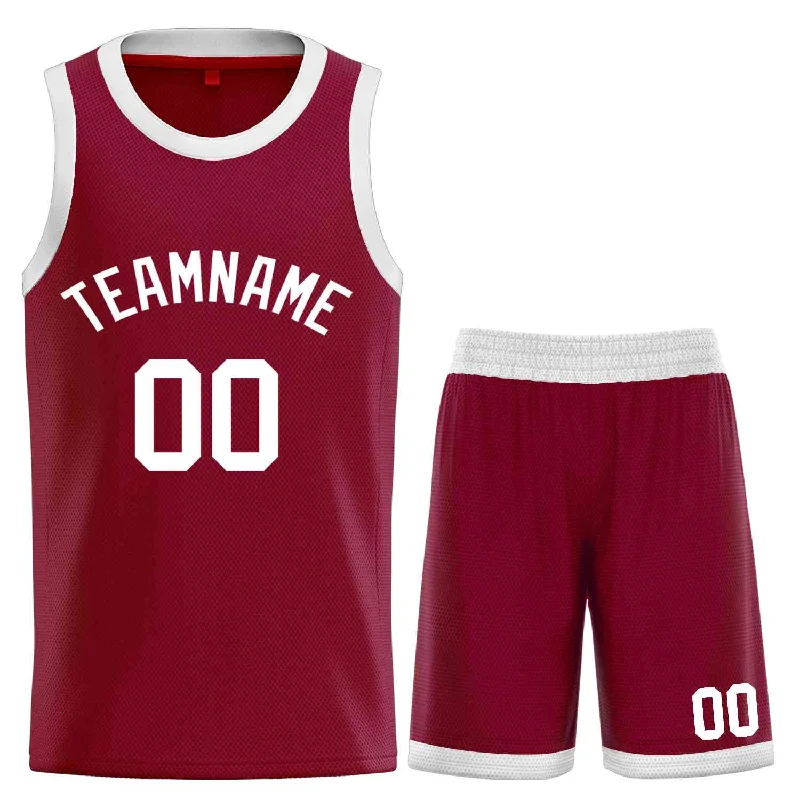 Basketball jerseys modern-pro -Custom Maroon White-Classic Sets Curved Basketball Jersey