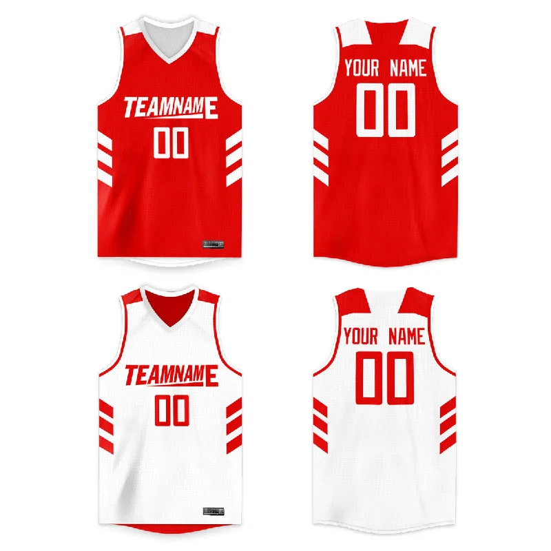 Basketball jerseys throwback -Custom White Red Double Side Tops Basketball Jersey