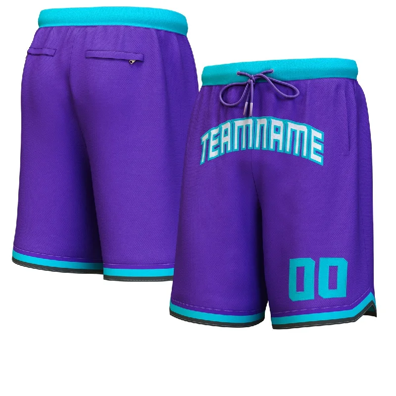 Men's basketball shorts quality ensemble -Custom Purple White-Teal Personalized Basketball Shorts