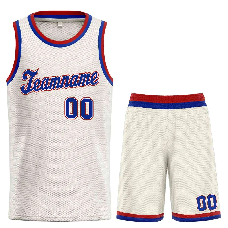 Basketball jerseys practical -Custom Cream Royal-Red Classic Sets Sports Uniform Basketball Jersey