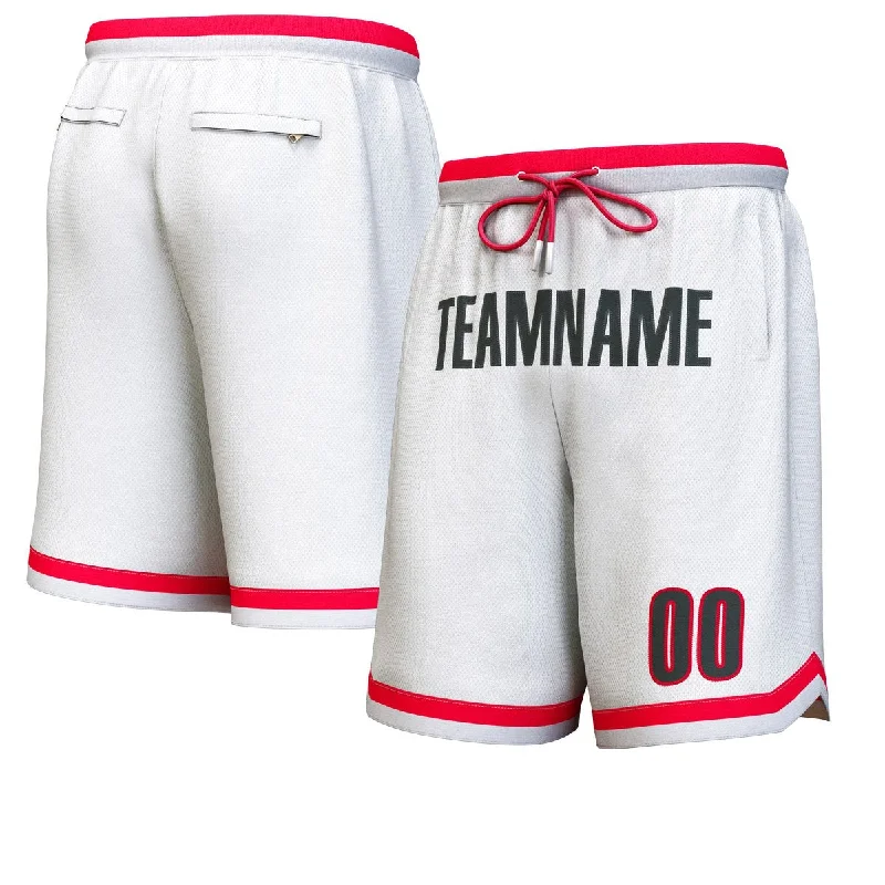 Men's basketball shorts dry-fit tech -Custom White Black Personalized Basketball Shorts