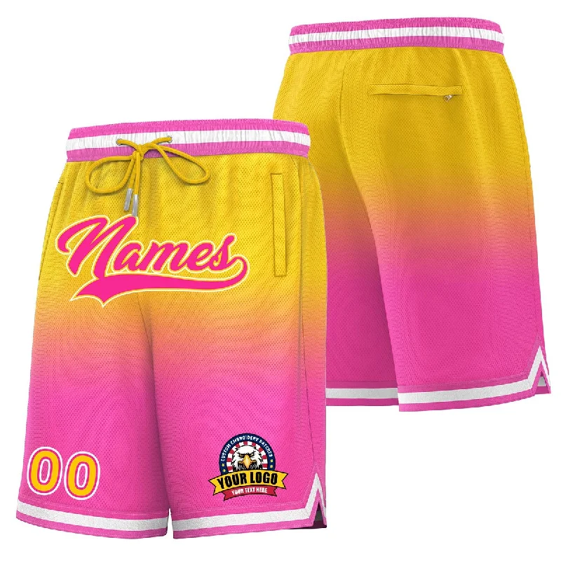 Basketball socks training -Custom Yellow Pink Personalized Gradient Fashion Basketball Shorts