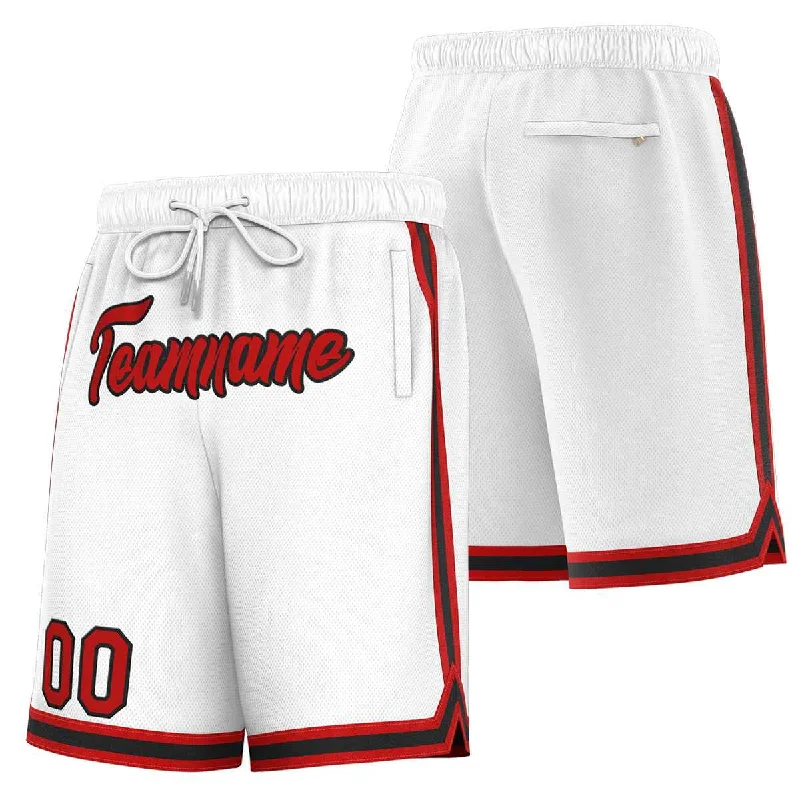 Men's basketball shorts custom apparel -Custom White Red-Black Sport Basketball Shorts