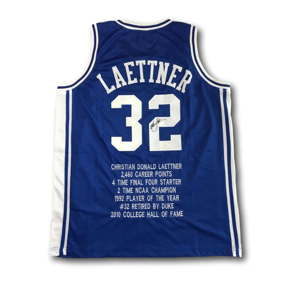 Basketball jerseys lightweight-team -Christian Laettner Signed Duke Basketball Stat Jersey COA JSA Autograph 1992 Usa