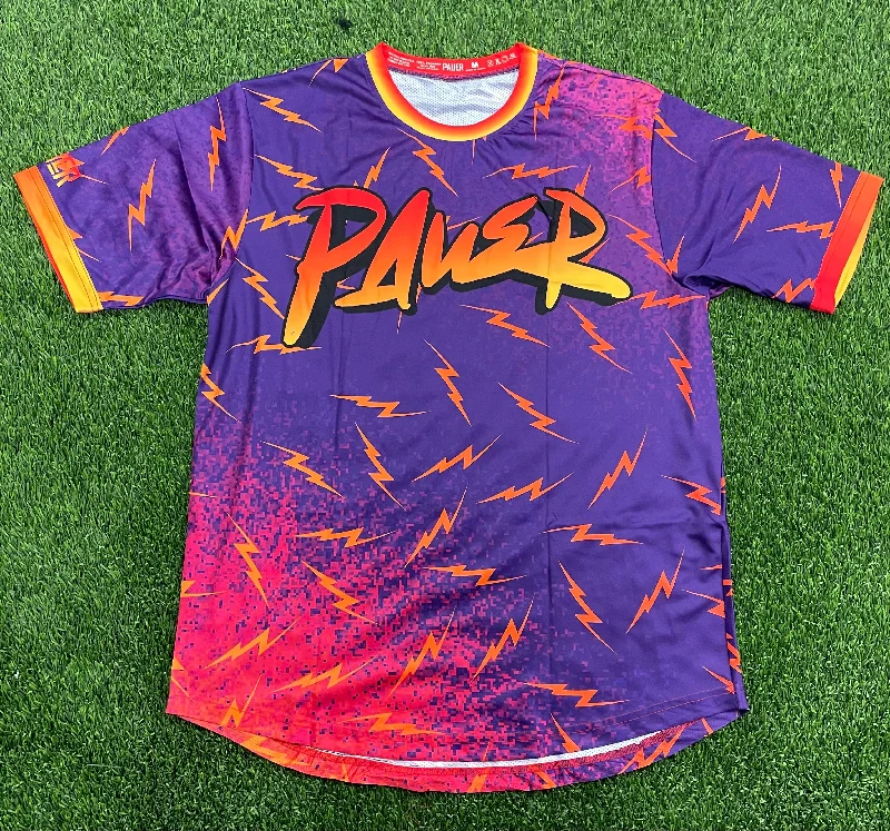 Basketball jerseys pro-design -Pauer Graffiti Bolts All Over Purple/Orange Jersey