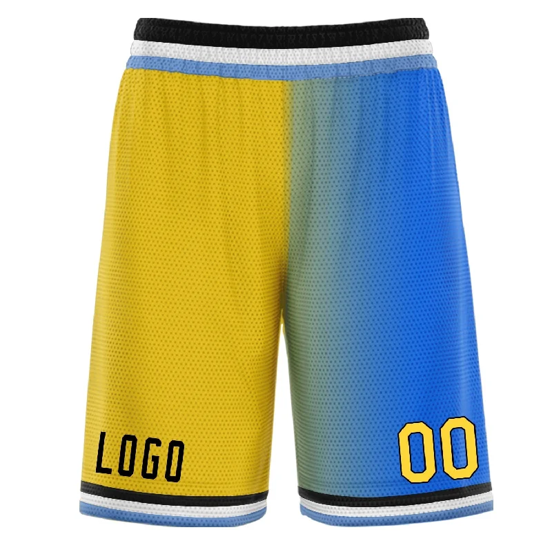 Men's basketball shorts game-ready pair -Custom Yellow Blue Gradient Fashion Basketball Shorts