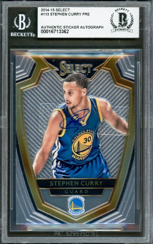 Basketball cards modern-reprint -Stephen Curry Autographed 2014-15 Select Card #113 Golden State Warriors Beckett BAS #16713362