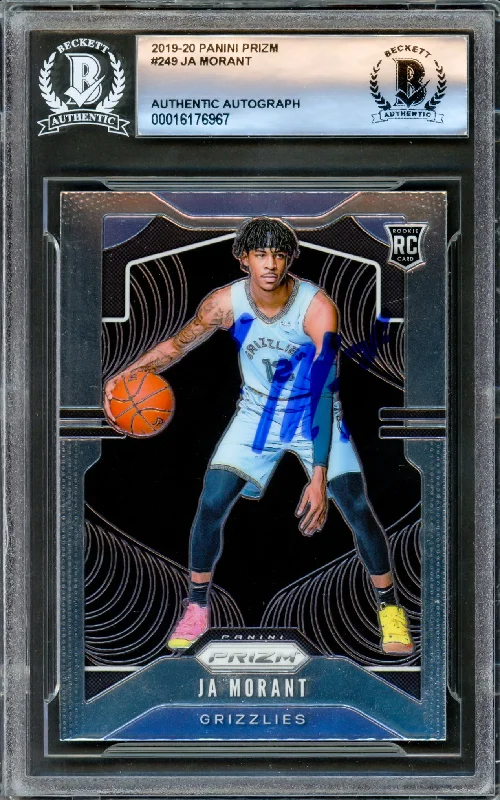 Basketball cards hidden-rare -Ja Morant Autographed 2019-20 Panini Prizm Rookie Card #249 Memphis Grizzlies Beckett BAS Stock #221207