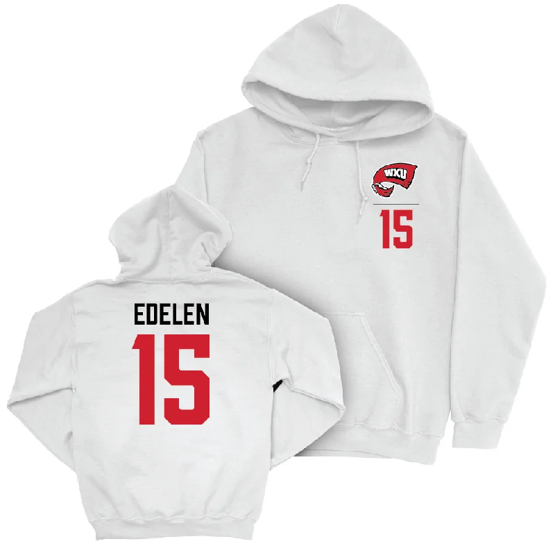 Men's basketball hoodie team apparel -WKU Men's Basketball White Logo Hoodie - Jack Edelen | #15