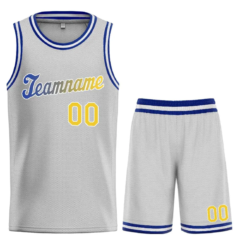 Basketball jerseys UV-protection -Custom Gray Yellow-White Classic Sets Sports Uniform Basketball Jersey