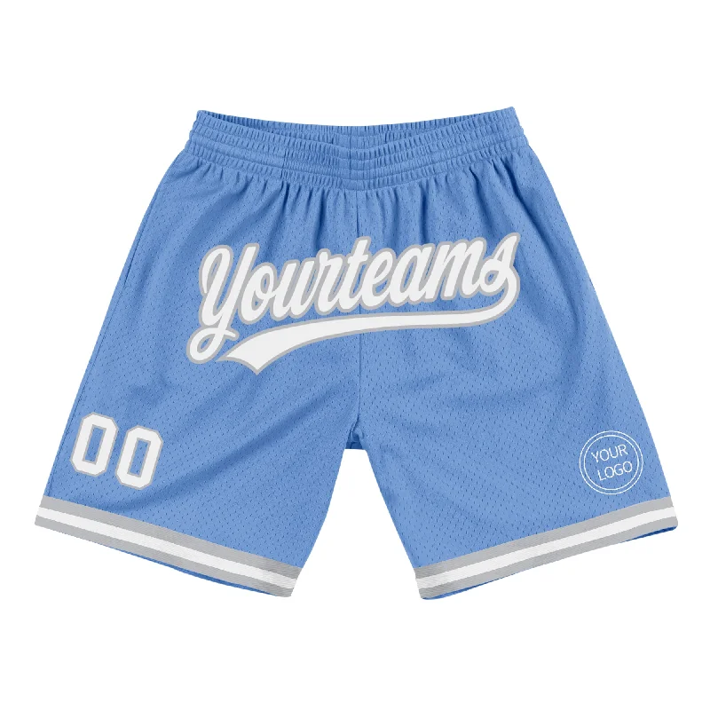 Men's basketball shorts intense-play pair -Custom Light Blue White-Gray Authentic Throwback Basketball Shorts