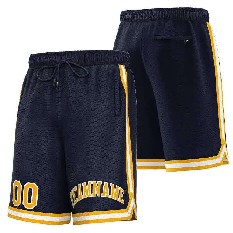 Men's basketball shorts excellent quality -Custom Navy Gold-White Sport Basketball Shorts