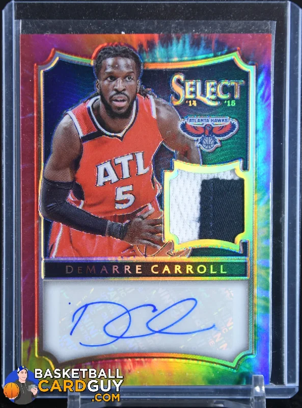 Basketball jerseys numbered -DeMarre Carroll 2014-15 Select Jersey Autographs Prizms Tie Dye #53 #/25