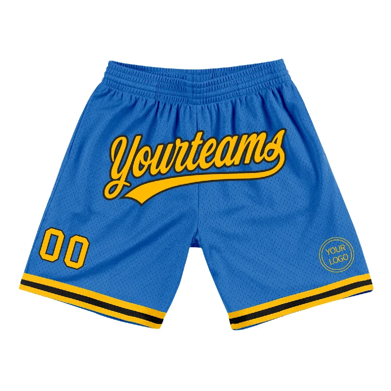 Men's basketball shorts squad ensemble -Custom Blue Gold-Black Authentic Throwback Basketball Shorts