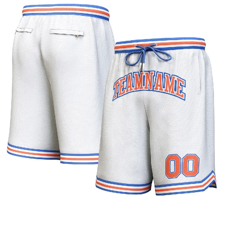 Men's basketball shorts budget deal -Custom White Orange-Royal Personalized Basketball Shorts