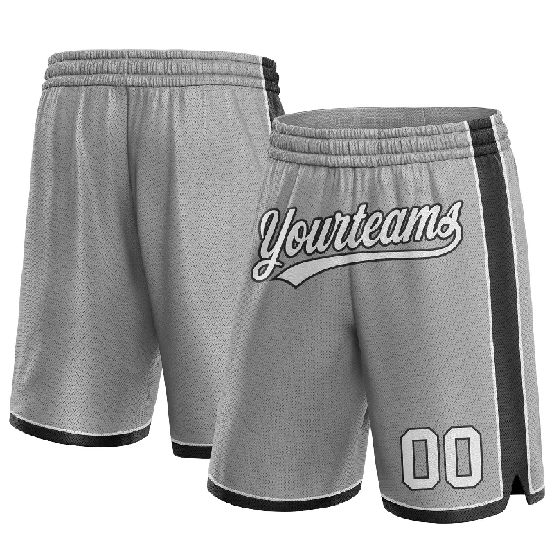 Men's basketball shorts sleek cut -Custom Gray White-Black Authentic Basketball Shorts