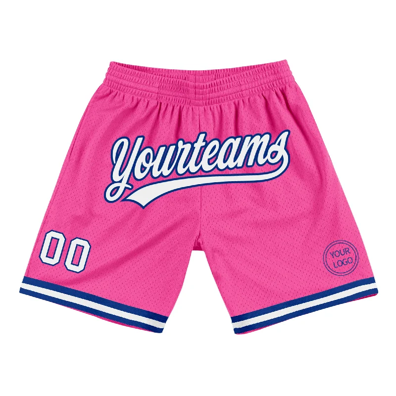 Men's basketball shorts sport deal -Custom Pink White-Royal Authentic Throwback Basketball Shorts