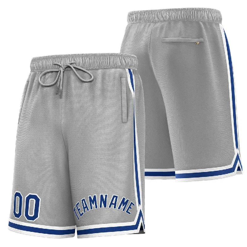 Men's basketball shorts budget collection -Custom Gray Royal-White Sport Basketball Shorts