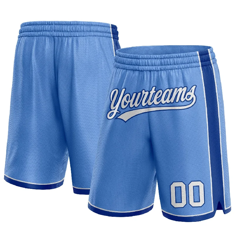 Men's basketball shorts custom stitching -Custom Light Blue White-Royal Authentic Basketball Shorts