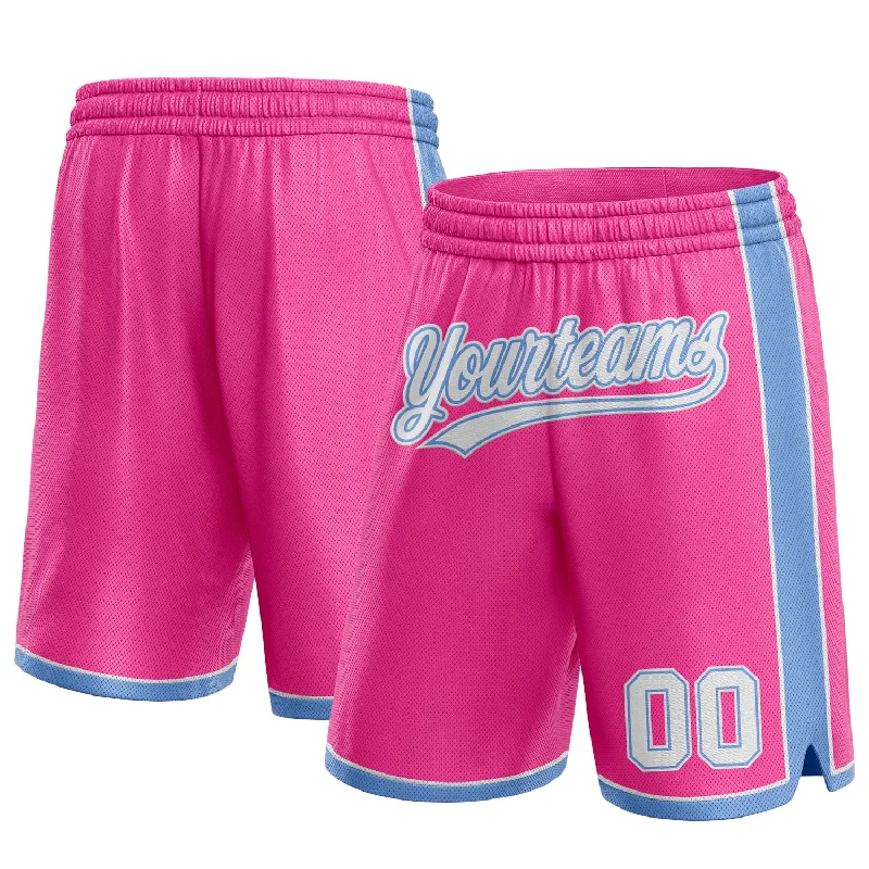 Men's basketball shorts light set -Custom Pink White-Light Blue Authentic Basketball Shorts