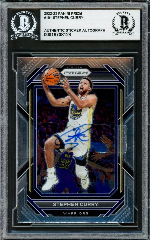 Basketball cards seasonal-rarity -Stephen Curry Autographed 2022-23 Panini Prizm Card #101 Golden State Warriors Beckett BAS