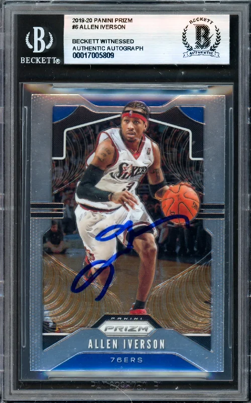 Basketball cards tradition-rarity -Allen Iverson Autographed 2019-20 Panini Prizm Card #6 Philadelphia 76ers Beckett BAS Witness #17005809