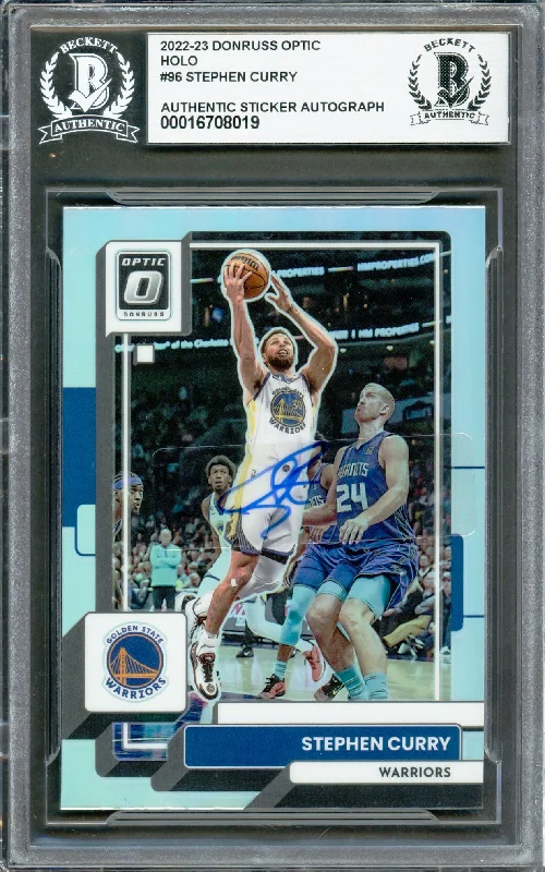 Basketball cards unopened-classic -Stephen Curry Autographed 2022-23 Donruss Optic Silver Prizm Card #96 Golden State Warriors Beckett BAS #16708019